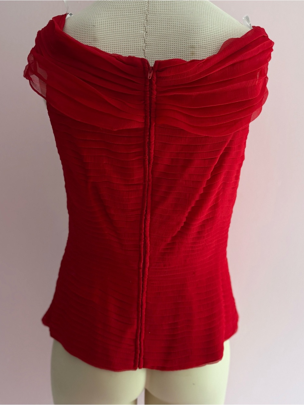 Red Ruffled One-Shoulder Women’s Blouse - Picture 4 of 7